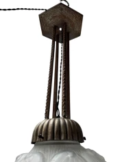 Art Deco Muller Frères Luneville Style Pendant Light, 1930s